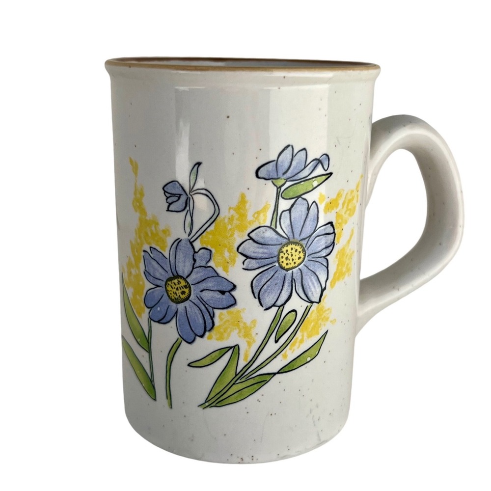 Royal Doulton Hill Top Mug LS1025 | Vintage 1977 Stoneware Blue Daisy Floral